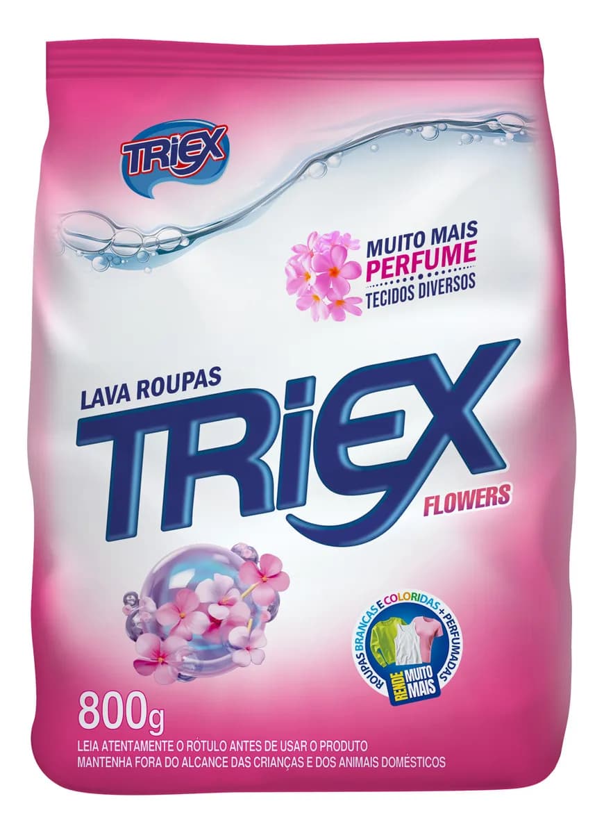 LAVA ROUPAS EM PÓ FLOWERS TRIEX 800G 