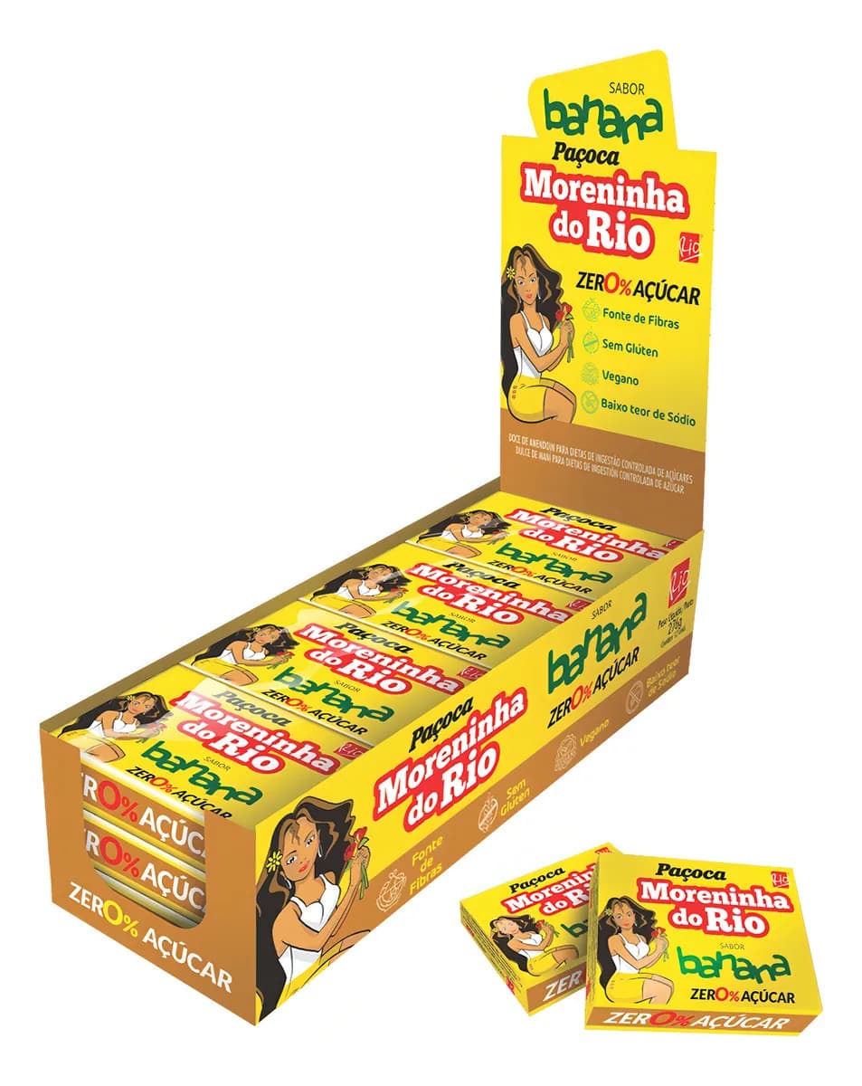 Paçoca Zero Açúcar Sabor Banana Rio Alimentos C/12 UN