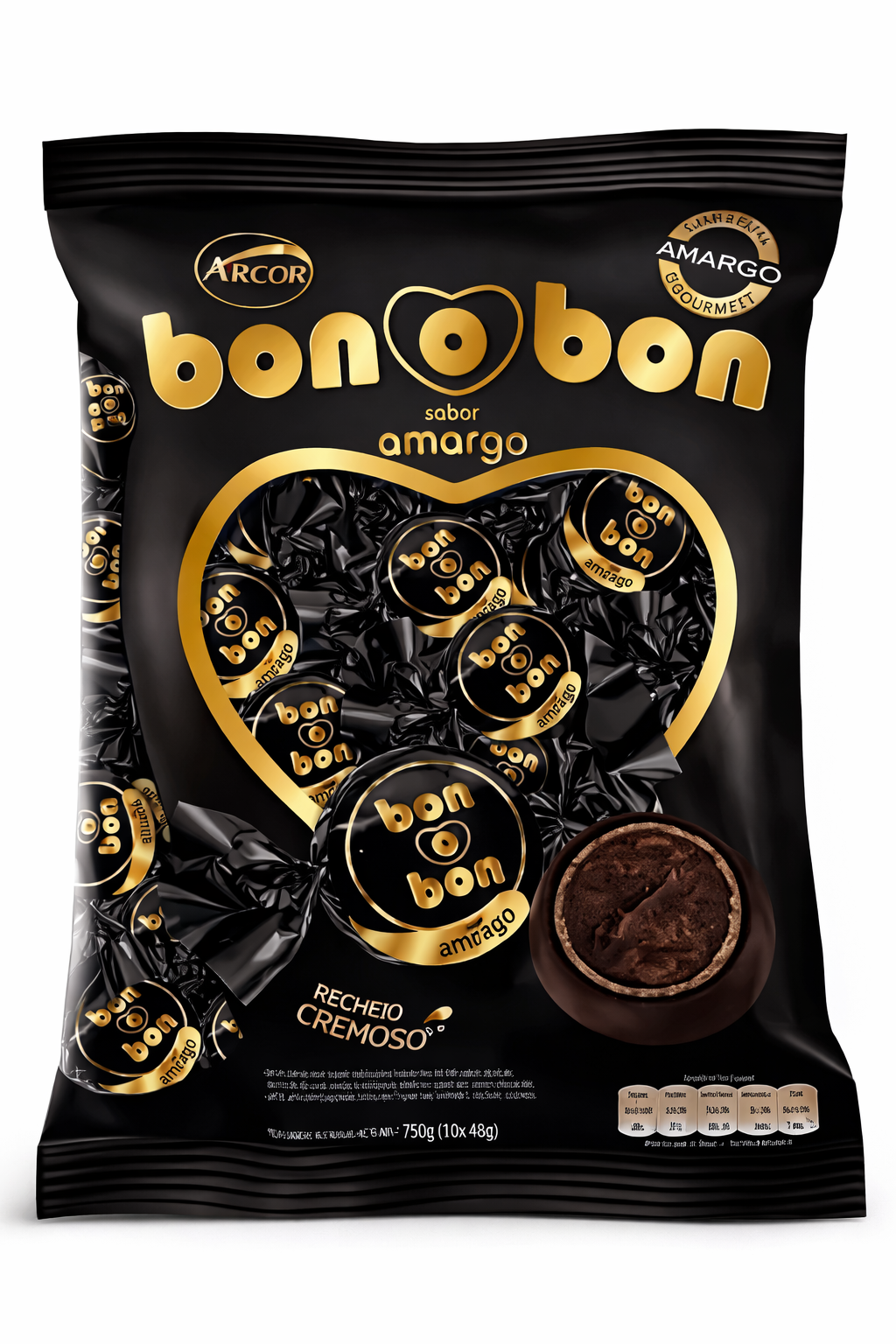 BOMBOM ARCOR BON O BON AMARGO PACOTE COM 750G 