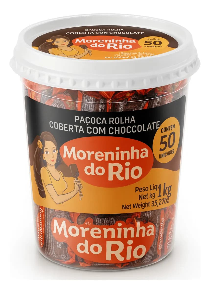 PAÇOCA ROLHA COBERTA COM CHOCOLATE 1KG MORENINHA DO RIO 