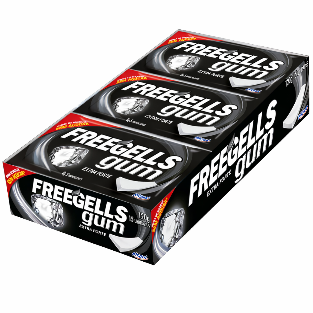 GOMA DE MASCAR EXTRA FORTE 15 UNIDADES FREEGELLS 
