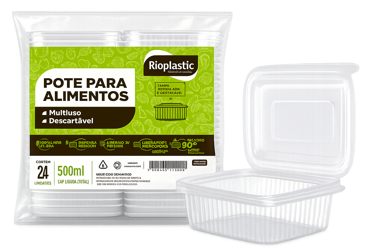 Bandeja para alimentos 24 un com 500ml Rioplastic